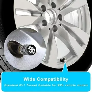 Metal Auto Tire Valve Stem Compatible with Toyota Trim Accessories 4pcs Black