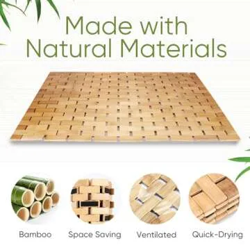 Smart FENDEE Bamboo Bath Mat for Indoor or Outdoor Use
