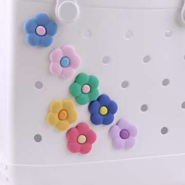 WORBSS 7pcs Rubber Charms for Bogg Bag Accessories for Simple Modern Beach Bag Charms Decorative for Simply Southern Beach Tote, Insert Accessory for Rubber Beach Bag with Holes, Gift for Women Girls