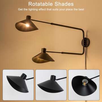 Ahaloye Adjustable 2-Light Plug in Wall Sconce for Home