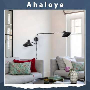Ahaloye Adjustable 2-Light Plug in Wall Sconce for Home