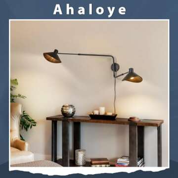 Ahaloye Adjustable 2-Light Plug in Wall Sconce for Home