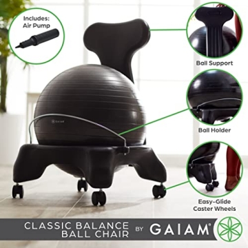 Gaiam Balance Ball Chair for Ergonomic Support and Comfort