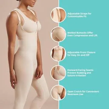 MARENA SFBHM Stage 1 Post-surgical Compression Girdle with High-Back & Front Closure – Adjustable Mid-Calf Length