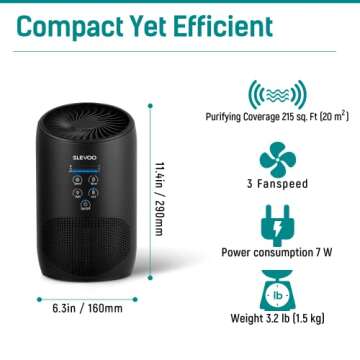 Slevoo Air Purifiers for Bedroom Pets in Home, 2024 New Upgrade H13 True HEPA Air Purifier with Fragrance Sponge, Effectively Clean of Dust, Pets Dander, Smoke, Pollen, Odors, Black