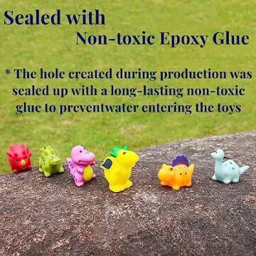 XY-WQ Bath Toys No Hole, for Infants 6-12& Toddlers 1-3, No Hole Bathtub Toys (Dinosaur, 6 Pcs with Mesh Bag)