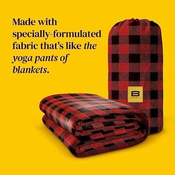 Big Blanket Co Original Stretch Red Plaid | Extra Large Blanket | 100 Square Feet | Soft, Giant Blanket That Fits The Whole Family | The Biggest, Best Blanket of 2025