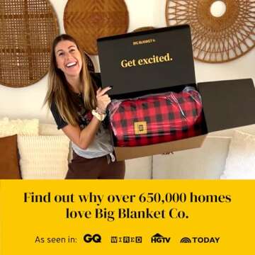 Big Blanket Co Original Stretch Red Plaid | Extra Large Blanket | 100 Square Feet | Soft, Giant Blanket That Fits The Whole Family | The Biggest, Best Blanket of 2025