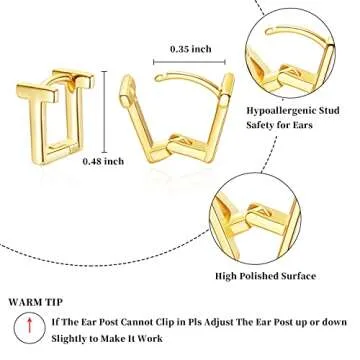 SANNYRA T Initial Stud Earrings for Women, 14K Gold Plated Hypoallergenic Letter Earring, Trendy Jewelry Gifts for Her