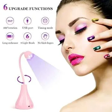 Hands Free LED UV Nail Lamp, Rotatable Gooseneck Flash Cure Light for Nails, Mini Lotus Nail Resin Light Quick Dry Nail Dryer Nail Extension Gel Curing Lamp for Home DIY& Salon Manicure Decor