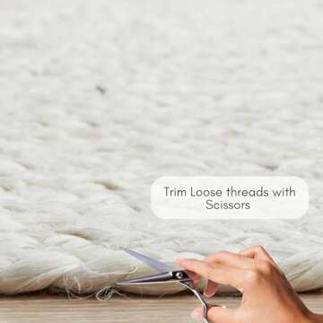 FRELISH DECOR Handwoven Jute Area Rug - Off-White Rectangular Rustic Vintage Beige Braided Reversible Rug - Eco Friendly Rug for Bedroom - Kitchen - Living Room - Farmhouse (3'x5' - Off-White)