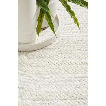 FRELISH DECOR Handwoven Jute Area Rug - Off-White Rectangular Rustic Vintage Beige Braided Reversible Rug - Eco Friendly Rug for Bedroom - Kitchen - Living Room - Farmhouse (3'x5' - Off-White)