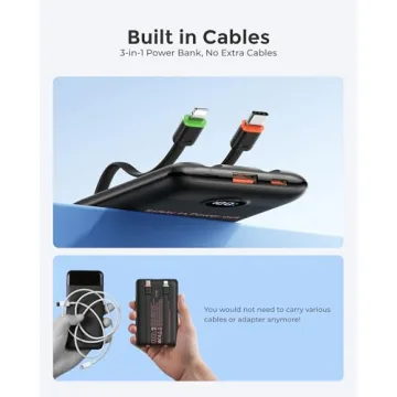 VEEKTOMX Portable Charger Built-in Cables, Fast Charging Essential