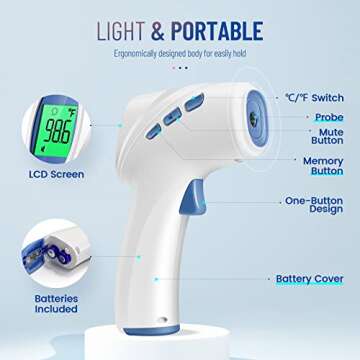 Forehead Thermometer for Adults and Kids, Digital Infrared Thermometer with Fever Alarm, FSA HSA Eligible, Fast Accurate Results, Easy to use
