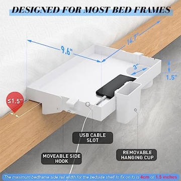 Ronlap Folding Bedside Shelf for Bunk Beds and Dorms