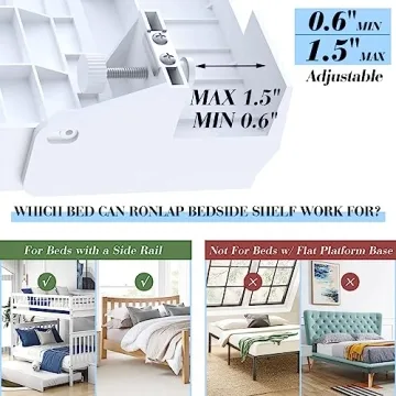 Ronlap Folding Bedside Shelf for Bunk Beds and Dorms