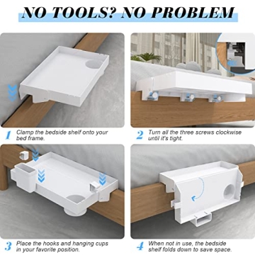 Ronlap Folding Bedside Shelf for Bunk Beds and Dorms