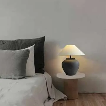 Elegant PURESILKS Farmhouse Black Ceramic Table Lamp