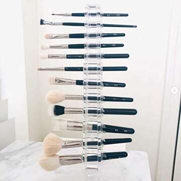 byAlegory Acrylic Makeup Beauty Brush Organizer & Drying Stand | 12 Space Cosmetic Storage (Clear)