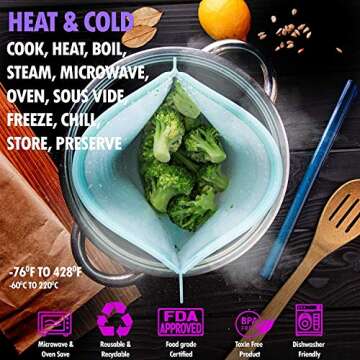 Silicone Bags Reusable Silicone Food Bag Reusable Sandwich Bags Silicone Storage Bags Silicon Containers Plastic Conteiner Freezer Gallon Size Snack Sous Vide Lunch