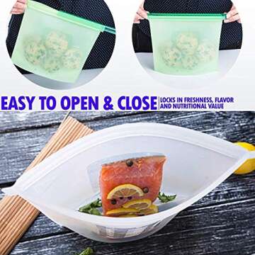 Silicone Bags Reusable Silicone Food Bag Reusable Sandwich Bags Silicone Storage Bags Silicon Containers Plastic Conteiner Freezer Gallon Size Snack Sous Vide Lunch
