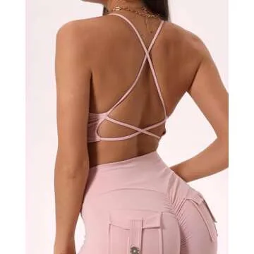 Danysu Women's Workout Sports Bras Backless Padded Low Impact Bra Yoga Crop Tank Top Twirl Front Pin...