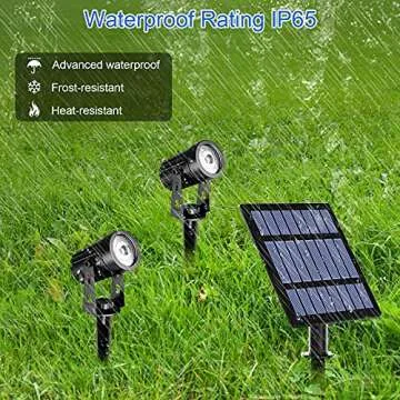 T-SUN 2W Solar Spotlights, LED Solar Powered Landscape Lights Outdoor Waterproof Solar Security Wall Lights Auto ON/Off Dual Head Light for Garden Yard Patio(Cold White)