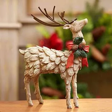 Topadorn Resin Holiday Deer Tabletop Holiday Figurine Christmas Decorative,2 Pack