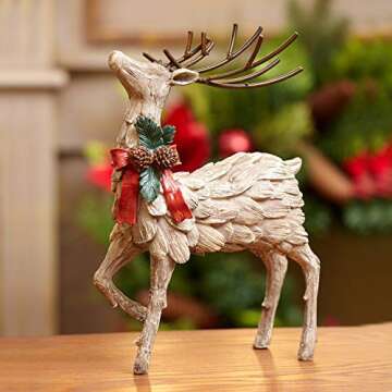 Topadorn Resin Holiday Deer Tabletop Holiday Figurine Christmas Decorative,2 Pack