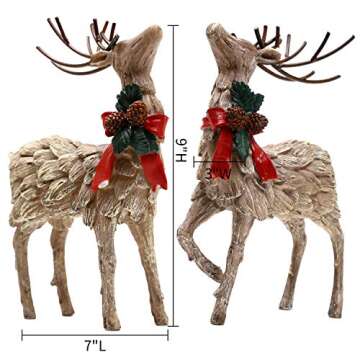 Topadorn Resin Holiday Deer Tabletop Holiday Figurine Christmas Decorative,2 Pack