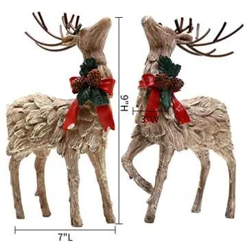 Topadorn Resin Holiday Deer Tabletop Holiday Figurine Christmas Decorative,2 Pack