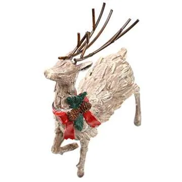 Topadorn Resin Holiday Deer Tabletop Holiday Figurine Christmas Decorative,2 Pack