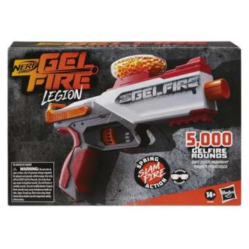 Nerf Pro Gelfire Legion Spring Action Blaster, 5000 Rounds, 130 Hopper, Protective Eyewear, Slam Fire, Ages 14 & Up