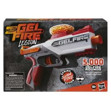 Nerf Pro Gelfire Legion Spring Action Blaster, 5000 Rounds, 130 Hopper, Protective Eyewear, Slam Fire, Ages 14 & Up