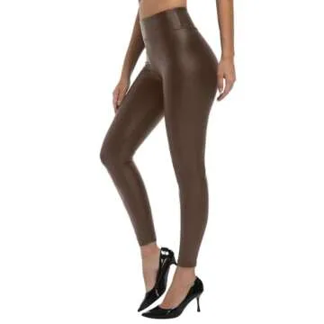 Hody Lovy Faux Leather Leggings for Women Leather Pants Tummy Control Pleather Legging Riding Breech...