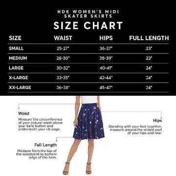 HDE Skirts for Women - Midi Skirt Skater Skirt Knee Length High Waist Fun Prints