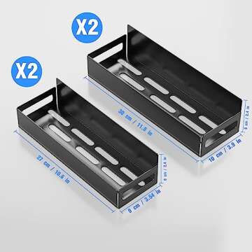 BIETCR Magnetic Spice Rack Organizer For Refrigerator, Magnetic Shelf For Refrigerator And Microwave Oven, Metal Kitchen Organizer For Space Saver (4 Pack Black)