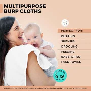 KiddyStar 5-Pack Organic Cotton Burp Cloths – Ultra-Absorbent, Soft & Large (21”x10”) – Perfect for Spit-up & Drooling