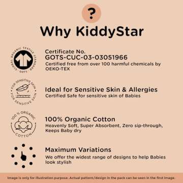 KiddyStar 5-Pack Organic Cotton Burp Cloths – Ultra-Absorbent, Soft & Large (21”x10”) – Perfect for Spit-up & Drooling