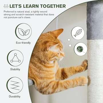 IMUsee 68 Inches Multi-Level Large Cat Tree for Large Kitties/Big Cat Tower with Condo/Cozy Plush Perches/Sisal Scratching Posts and Hammocks/ ‌Feline Activity Center Play House/Grey