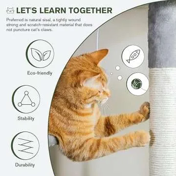 IMUsee 68 Inches Multi-Level Large Cat Tree for Large Kitties/Big Cat Tower with Condo/Cozy Plush Perches/Sisal Scratching Posts and Hammocks/ ‌Feline Activity Center Play House/Grey