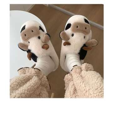 GGOOB Kawaii Cow Slippers for Women - Cotton Comfort Footwear
