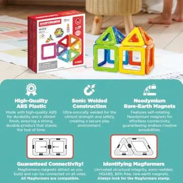 Magformers Rainbow 14 Piece Set - Magnetic Tiles Building Blocks, Educational Kit, STEM Toy Set - Magnetic Building Tiles for Kids to Develop Problem-Solving Abilities and Shape Recognition