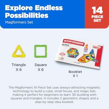 Magformers Rainbow 14 Piece Set - Magnetic Tiles Building Blocks, Educational Kit, STEM Toy Set - Magnetic Building Tiles for Kids to Develop Problem-Solving Abilities and Shape Recognition