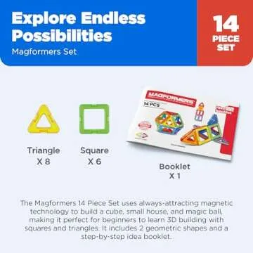 Magformers Rainbow 14 Piece Set - Magnetic Tiles Building Blocks, Educational Kit, STEM Toy Set - Magnetic Building Tiles for Kids to Develop Problem-Solving Abilities and Shape Recognition