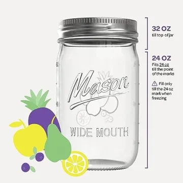 SEWANTA 32 oz Wide Mouth Mason Jars for Canning & Storage
