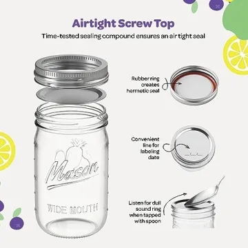 SEWANTA 32 oz Wide Mouth Mason Jars for Canning & Storage
