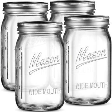 SEWANTA 32 oz Wide Mouth Mason Jars for Canning & Storage