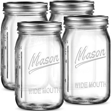 SEWANTA 32 oz Wide Mouth Mason Jars for Canning & Storage