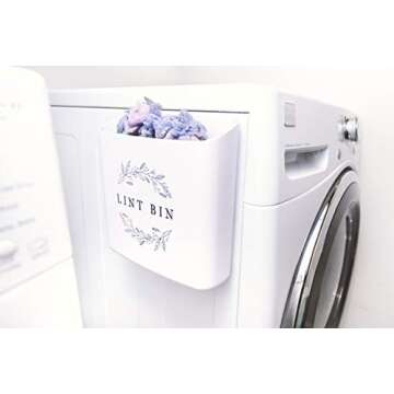 Magnetic Lint Bin - Laundry Room Decor Accessories, Waste Holder with Cleaning Wire Brush - Magnetic...